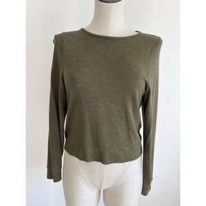 Madewell Army Green Long Sleeve Crop Top XS